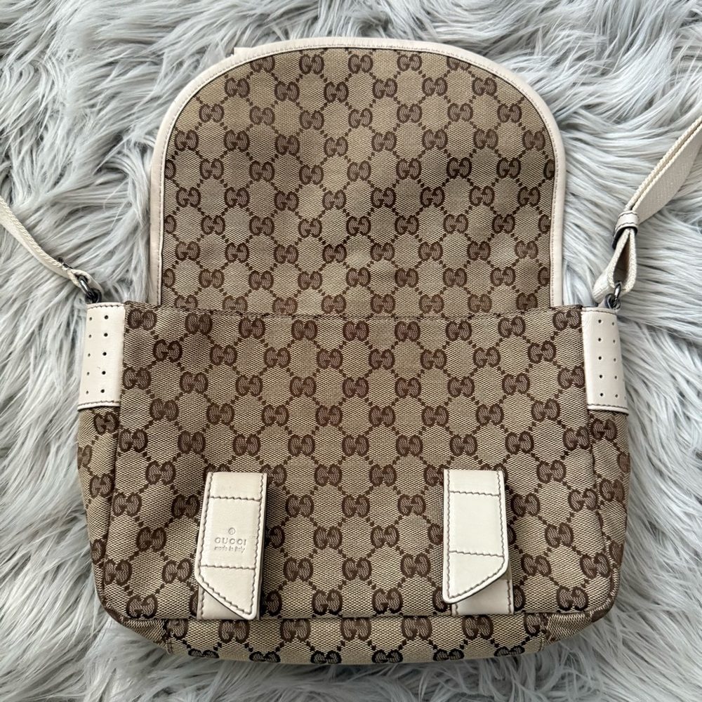 GUCCI Monogram Double Buckle Flap Messenger Bag - Picture 10 of 16